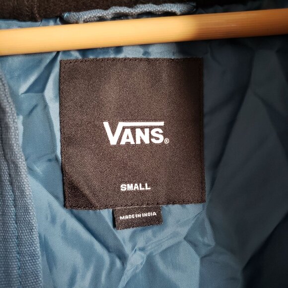 Vans Tripp Hooded Snap Front Canvas Chore Jacket Cement Blue Size Women's Small - Picture 2 of 11